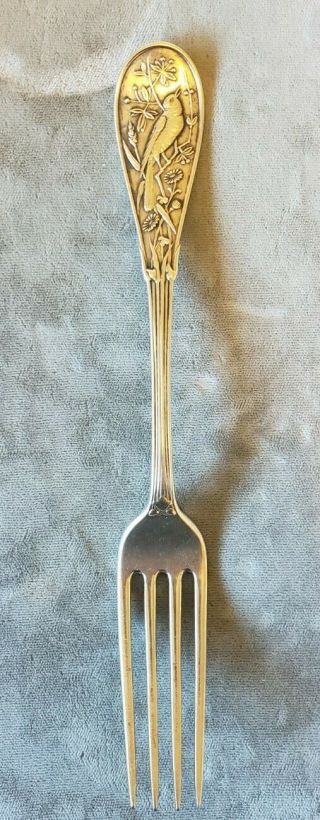Tiffany & Co Vintage Sterling Silver Fork With Bird On Flower Branch 5.  9grams