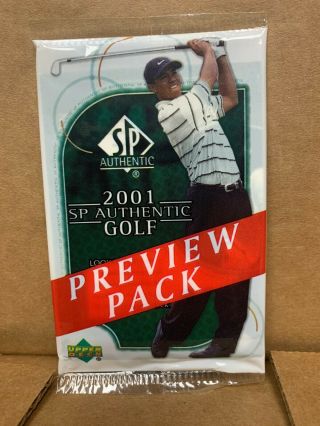 2001 Tiger Woods Sp Authentic Preview Pack Tiger Preview Rookie 21 On Back