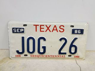 Vintage 1986 Texas Vanity License Plate " Jog 26 " Marathon