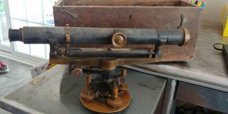 Antique Vintage Brass Eugene Dietzgen Surveyor Transit Level With Wood Case