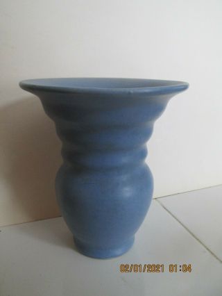 Vintage Early Camark Art Pottery Matte Finish Blue Vase