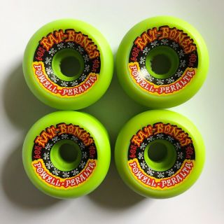 Nos Powell Peralta Rat Bones Lime Green 60mm/90a Skateboard Wheels 80’s Og