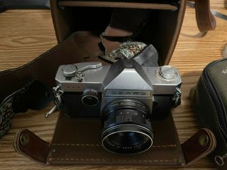 Vintage Sears TLS SLR Camera with 55mm and 135m Soligor Lens Vivitar flash Kodak 3