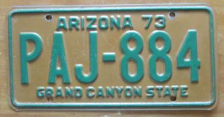 Arizona 1973 License Plate Quality Paj - 884