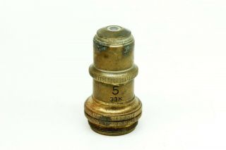 E Leitz Wetzlar Microscope Polarising Objective 5 Antique Brass Lens