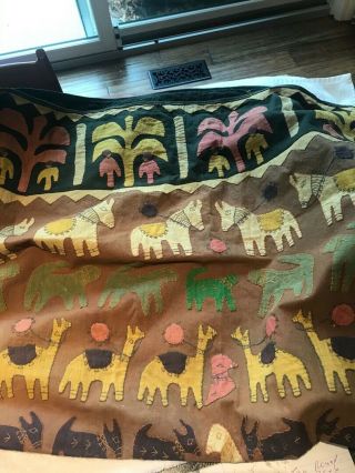 Vintage Hand Made Cloth Wall Hanging Tapestry 50 X 50 Inch Peru Llama Horse