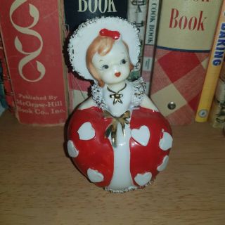 Lefton Vintage Ceramic Valentine Heart Girl Bell Valentine 