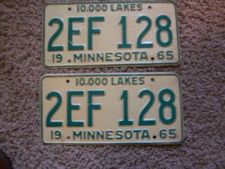 Minnesota License Plate Pair - - - - - - 1965 Mn 65 Yom (s)