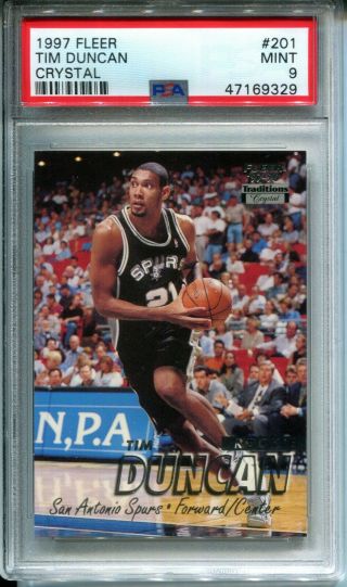 Tim Duncan 1997 - 98 Fleer Crystal Rookie Card 201 Psa 9 Spurs