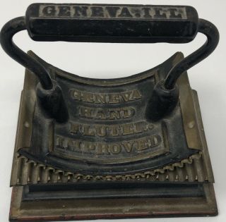 Antique Cast Iron Geneva Hand Fluter Patent 1866 Fluting Ironing Tool Metal