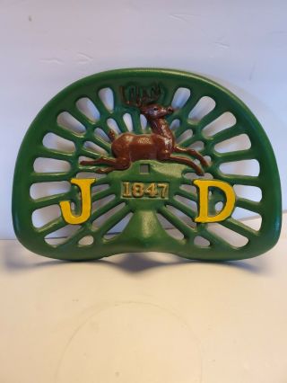 Vintage John Deere Tractor Seat Jd 1847 6 Point Antler Heavy Meatal