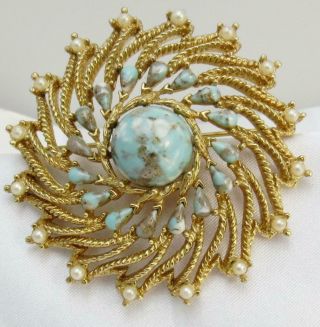 Vintage Sarah Coventry 1972 Azure Skies Pin Signed