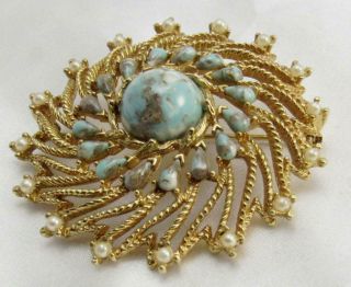 Vintage Sarah Coventry 1972 Azure Skies Pin Signed 2
