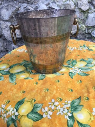 Antique Art Deco Champagne Bucket French Silver Brass Plated Ice Bucket Wine