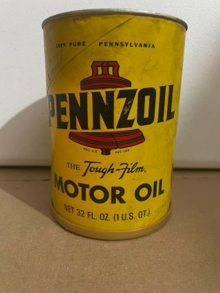Vintage Pennzoil Motor Oil One Quart Can/full