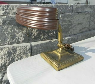 Antique Amronlite Library Lawyers Brass Desk Lamp Light Circa 1917