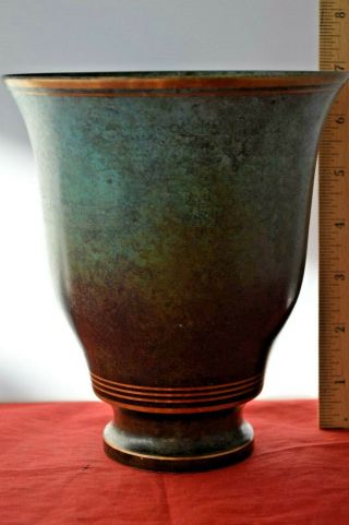 Carl Sorensen Bronze Vase Green Patina 6.  75 "