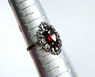 Vintage Utc Sterling Silver 925 Red Stone Ring Signed Size: 6.  5 H03