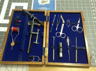 Vintage Fly Fishing Kit With 12 Accessories,  Box & Cas 