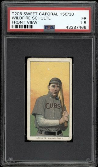 1909 - 11 T206 Sweet Caporal 150/30 Wildfire Schulte Front View Psa 1.  5 Fr