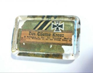 Antique Wwi Prussian Iron Cross Paper Weight - German World War One Memorabilia