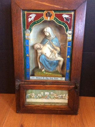 Antique Catholic Last Rites Shadow Box Viaticum Blessed By The Holy Name