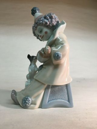 collectible vintage porcelain Lladro figurine 5279 Pierrot w/Concertina puppy 2