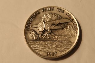 Silver Medal: Lindbergh Flies The Atlantic.  Spirit Of St.  Louis Sterling.