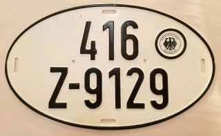 Vintage German Export License Plate 13.  5 X 8 Hauptzollamt Hanover Circa 1970s