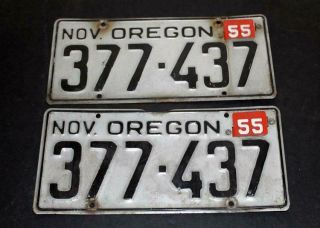 Oregon 1955 License Plate Pair,  377 - 437,  - No Rsrv