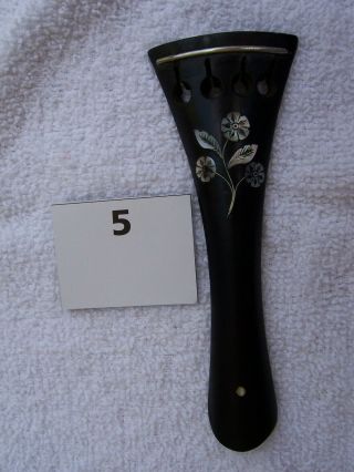 Vintage Ebony 4/4 Violin Tailpiece Inlaid With Mother Of Pearl.