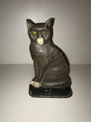 Antique Cast Iron 9 " Cat Doorstop Bookend