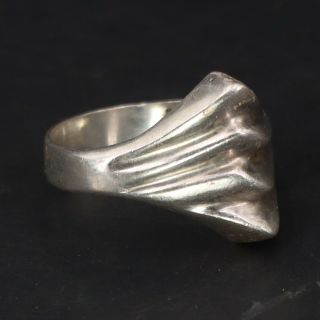 Vtg Sterling Silver - Mexico Modern Fluted Ridged Pointed Solid Ring Size 8 - 7g