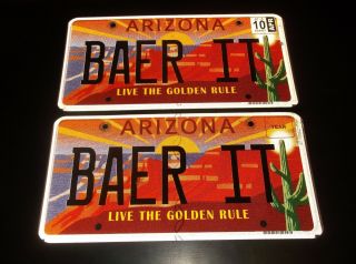 2010 Arizona " Live The Golden Rule " Vanity License Plate - Baer It - 379