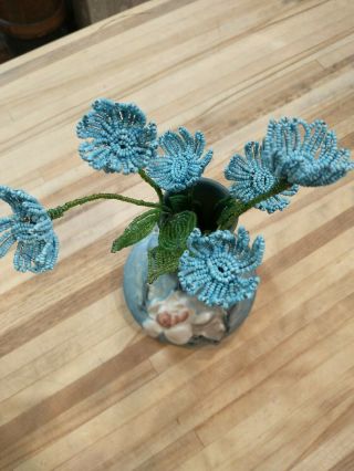 Vintage Beaded Flowers 3 Blue Daisies 2