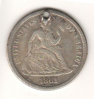 1861 Civil War Silver Antique Victorian Folk Art Love Token Engraved Coin Charm