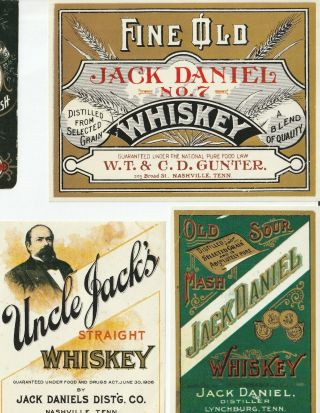 Six Vintage Jack Daniels Whiskey Labels -