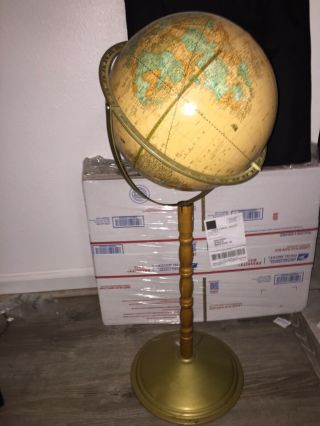 Vintage Cram’s Imperial World Globe 12” Floor Model Metal Wood Stand 32” Tall