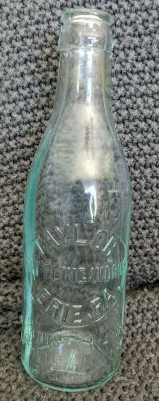 Vintage Embossed Soda Bottle Taylor Bottling,  Erie Pa - Vg Cond.  7.  5 Fl Oz