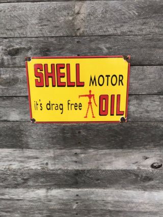Vintage Porcelain Shell Gas And Oil Sign
