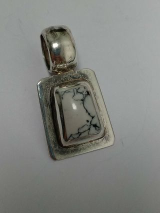 Vintage Sterling Silver White Buffalo Pendant From Taxco Mexico