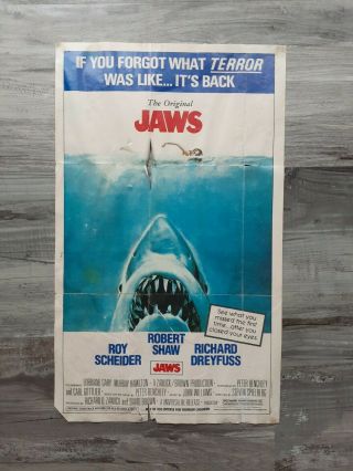 Jaws 1975 Vintage Folded One - Sheet Movie Poster Small Lobby