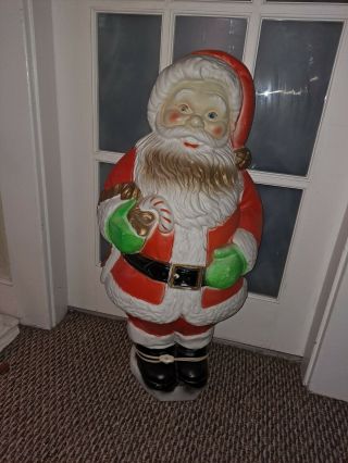 Vintage Poloron Christmas 31 " Santa Claus With Candy Cane Lighted Blow Mold