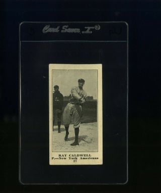 1916 M101 - 4 Sporting News 27 Ray Caldwell Blank Low Grade (crease) Gmcards