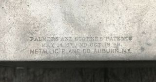 Antique Metallic Plane Co.  Palmer & Storkes Patents Plane Corrugated Bottom 15 