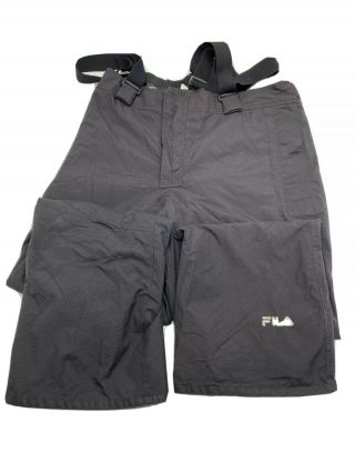 Vtg Fila Snow Suit Ski Bib Pants Overalls Xl Unisex Adjustable - Padded Knee Black