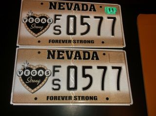 2011 Nevada License Plates,  Forever Strong,  Fs 0577 / Vegas Strong - - - 338