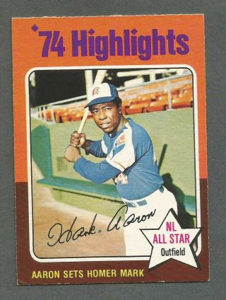 1975 Opc O - Pee - Chee Baseball Hank Aaron 1 Atlanta Braves Rare
