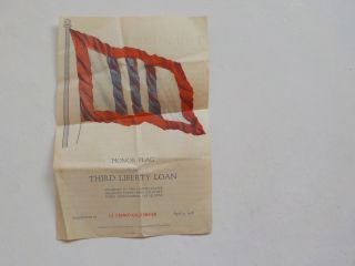 Wwi Flyer 1918 Honor Flag Of The Third Liberty Loan World War One Vtg Oldww1