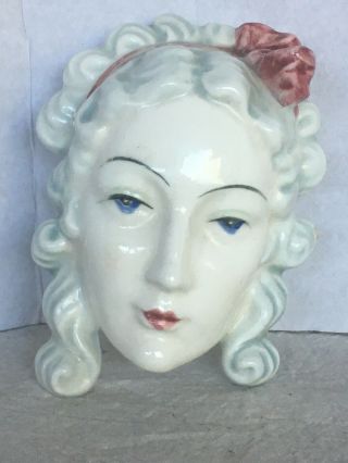 Vintage Head Vase Wall Pocket Ladies Face With Hair Ribbon Made In Japan